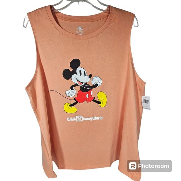 Disney Parks Mickey Mouse Salmon Tank Top NWT Women's Plus Size 1X - Picture 1 of 11